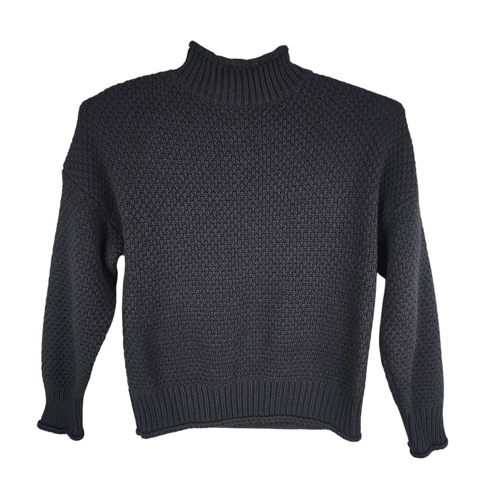 Womens Black Zesica Pullover Knit Sweater Mock Neck Long Sleeve Size M